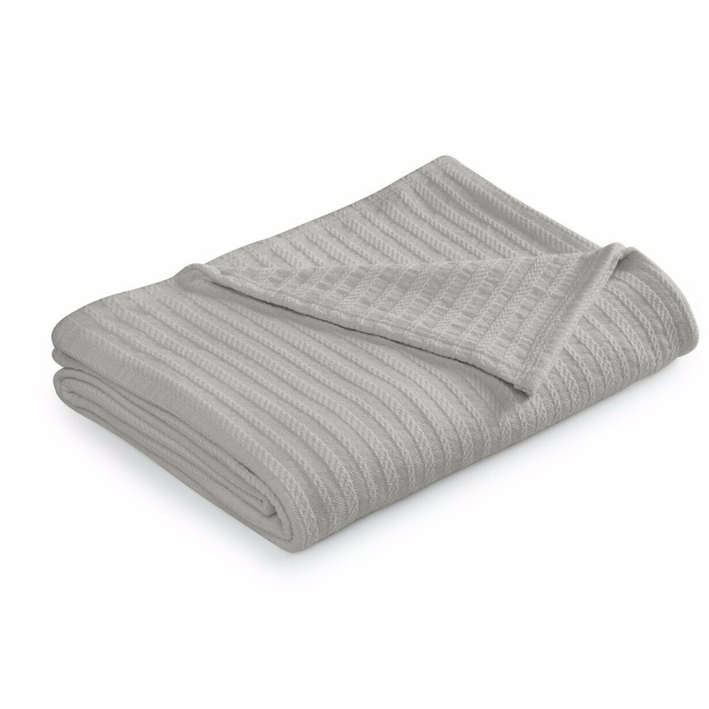 Charter Club Damask Designs Striped 100% Cotton Bed Blanket - KING - Gray
